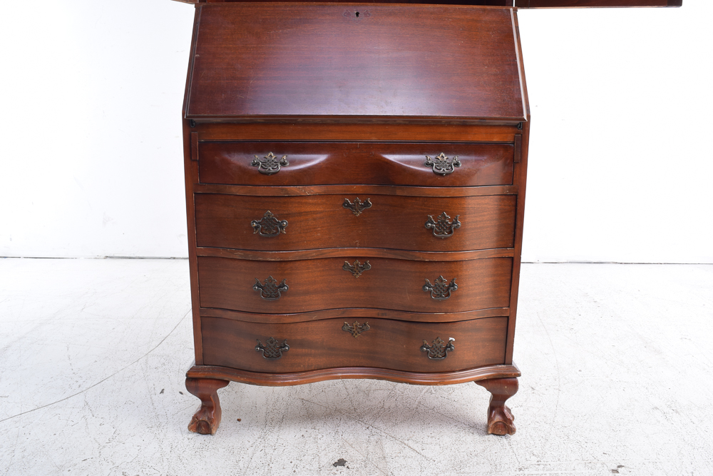 Vintage Mahogany Chippendale Style Secretary Desk