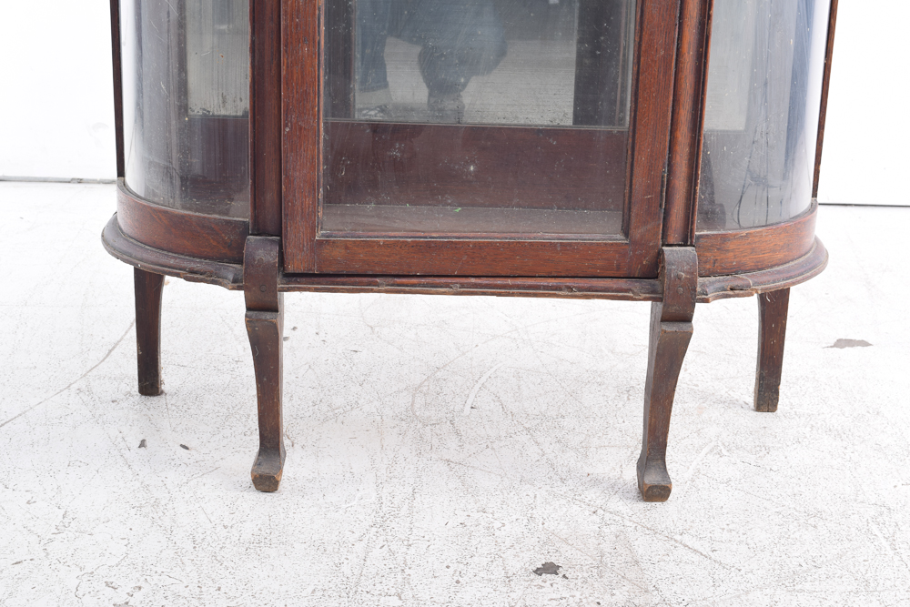 Vintage Oak Demilune Curio Cabinet