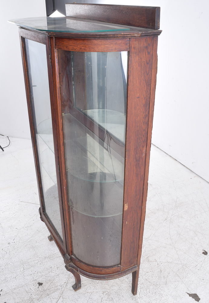 Vintage Oak Demilune Curio Cabinet