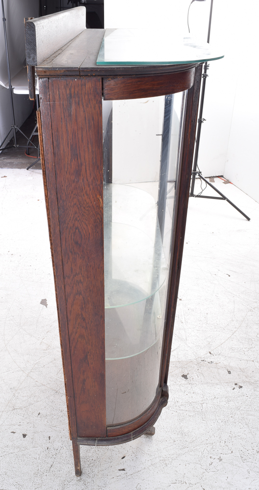 Vintage Oak Demilune Curio Cabinet