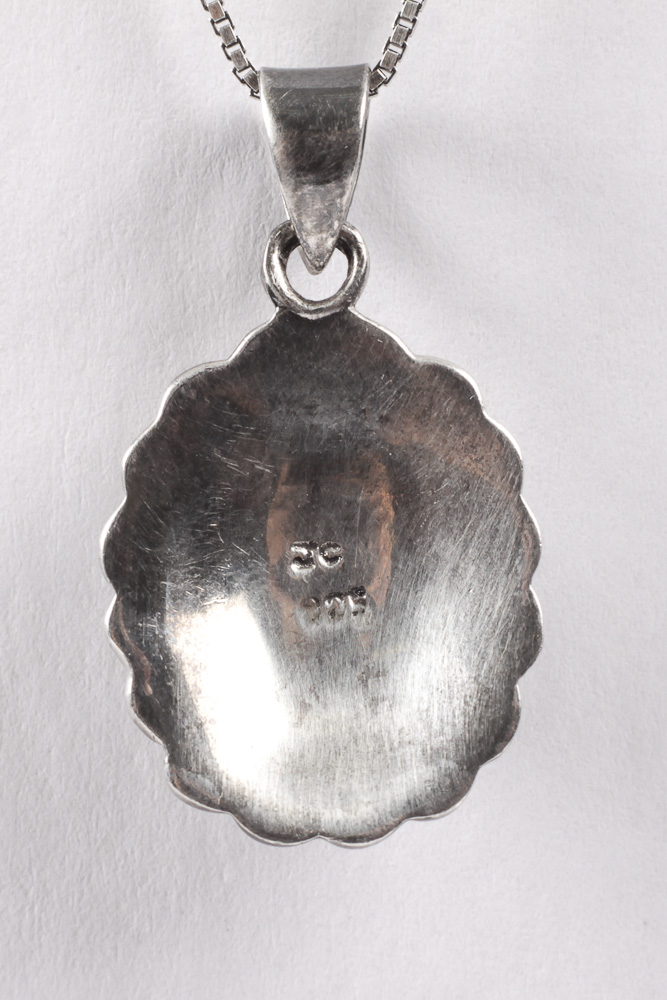 Sterling Silver Necklace with Turquoise Pendant