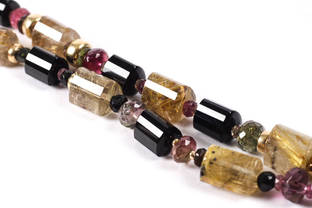 14K Gold and Gemstone Double-Strand Necklace