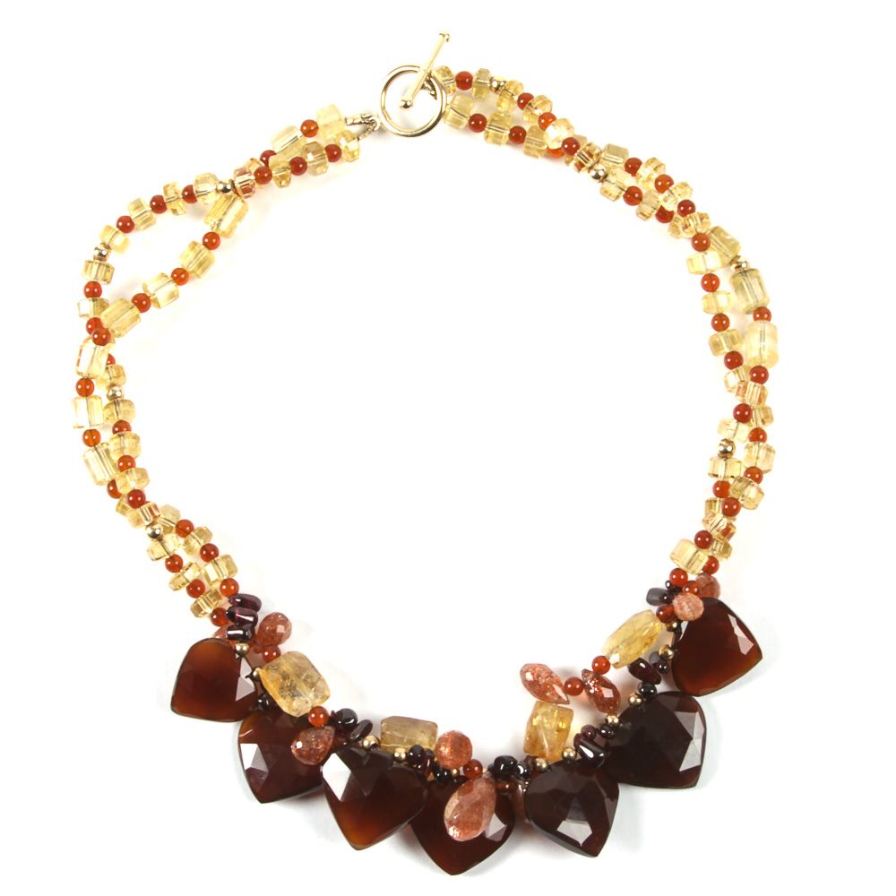 Beaded Citrine Necklace with 14K Gold Clasp