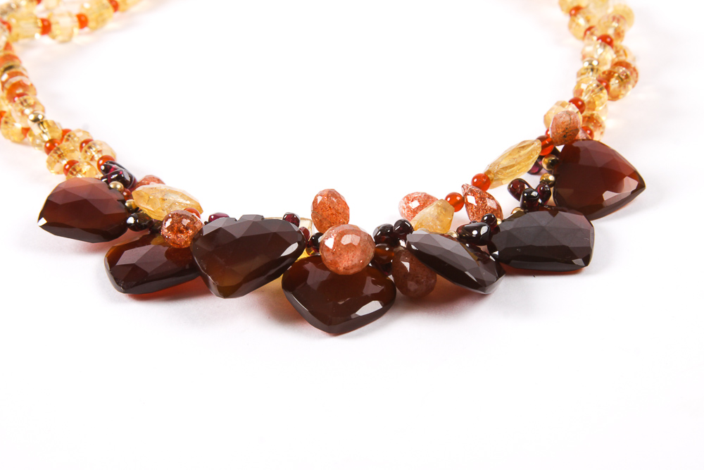 Beaded Citrine Necklace with 14K Gold Clasp