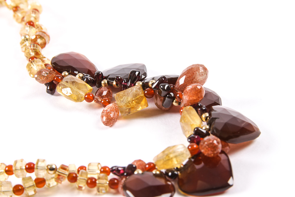 Beaded Citrine Necklace with 14K Gold Clasp