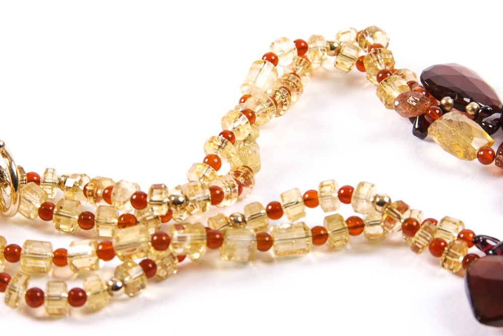Beaded Citrine Necklace with 14K Gold Clasp