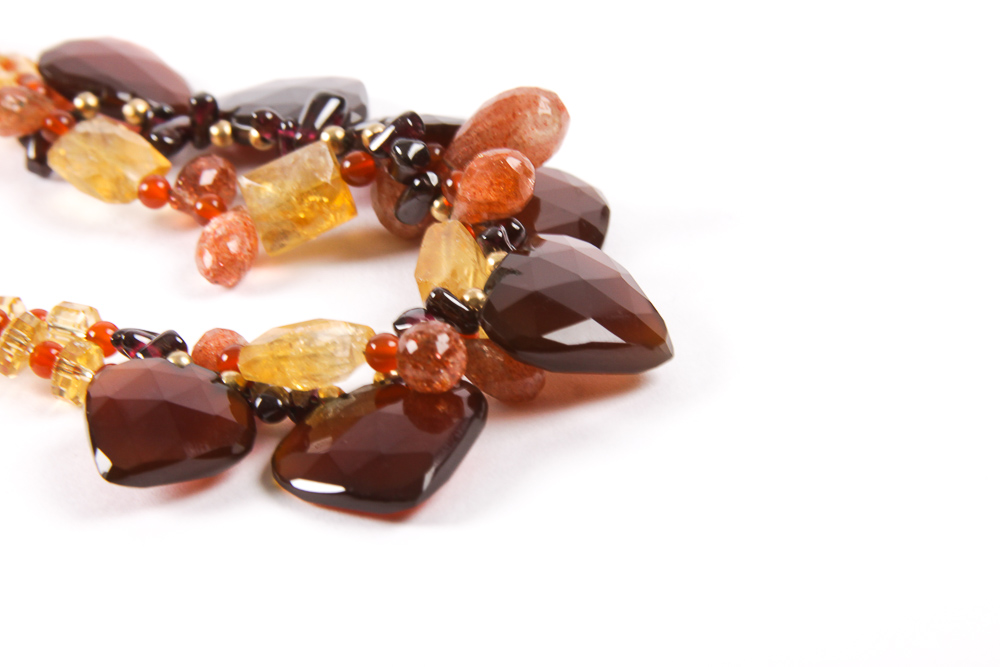 Beaded Citrine Necklace with 14K Gold Clasp