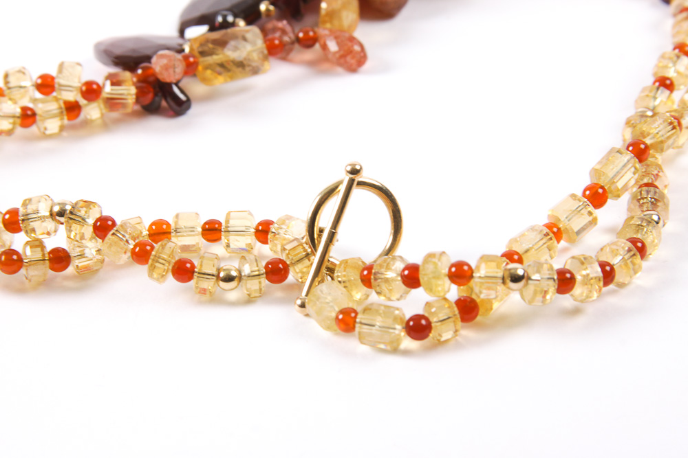 Beaded Citrine Necklace with 14K Gold Clasp