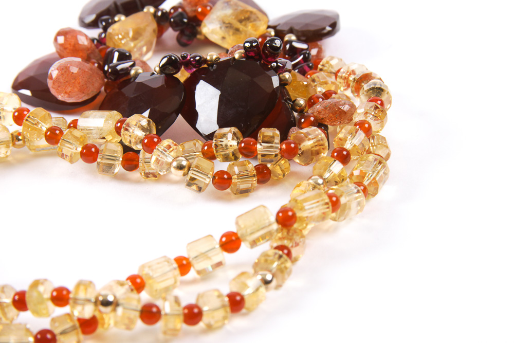 Beaded Citrine Necklace with 14K Gold Clasp