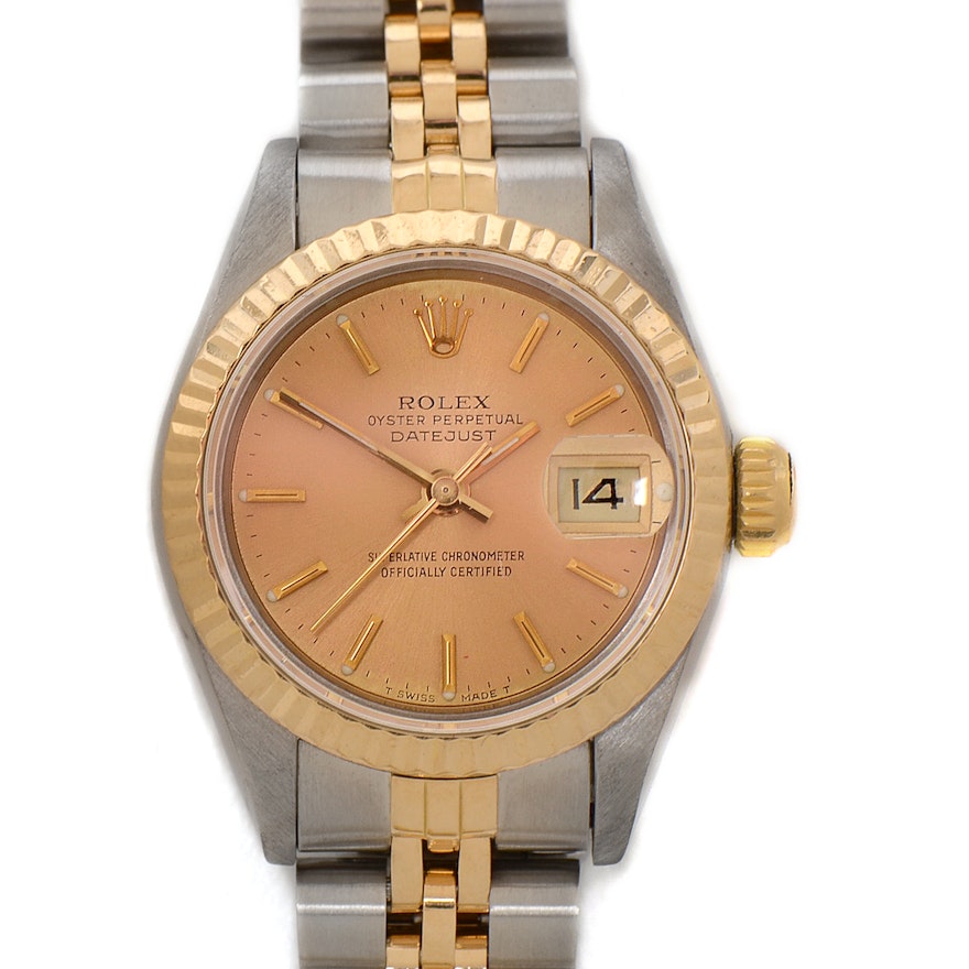 Rolex Datejust 18K Yellow Gold Stainless Steel Champagne Dial 26mm Wristwatch