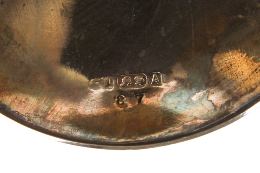 Vintage English Porcelain Biscuit Jar with Silver Plate Mount