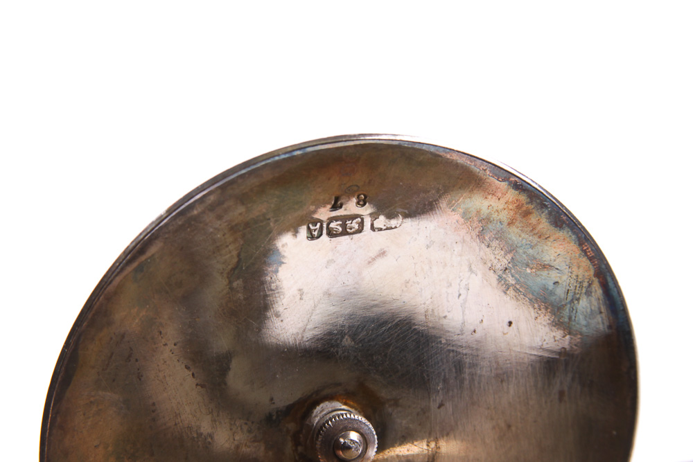 Vintage English Porcelain Biscuit Jar with Silver Plate Mount