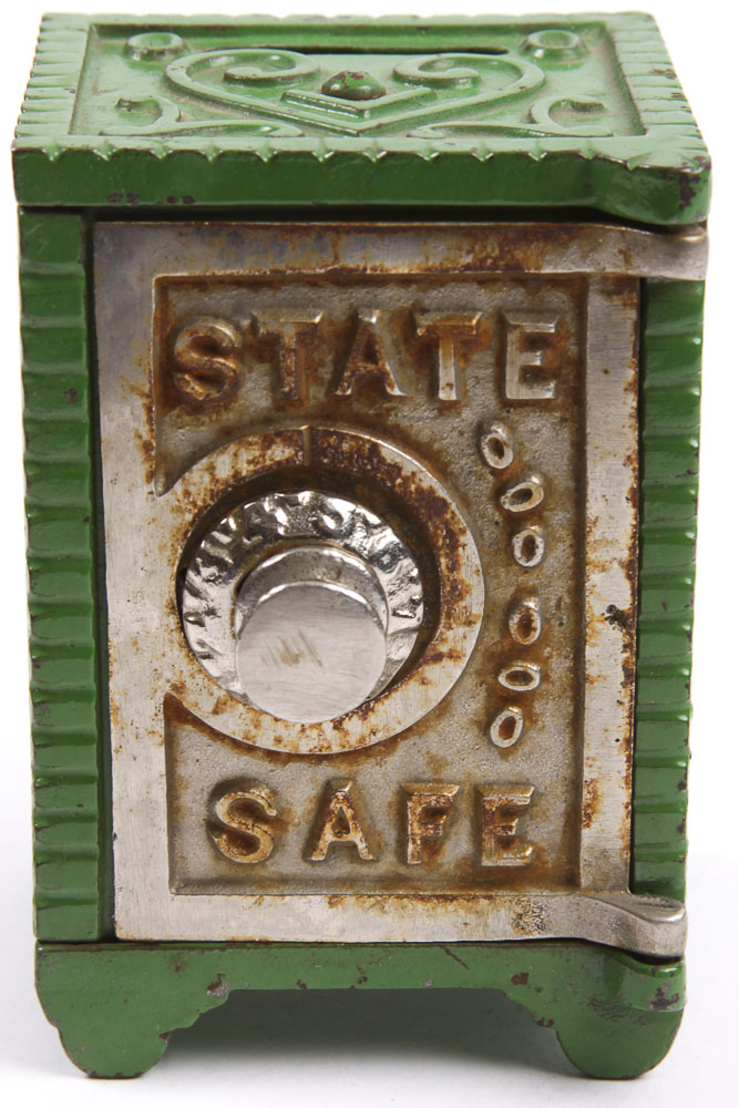 Vintage Cast Metal Safe Coin Bank