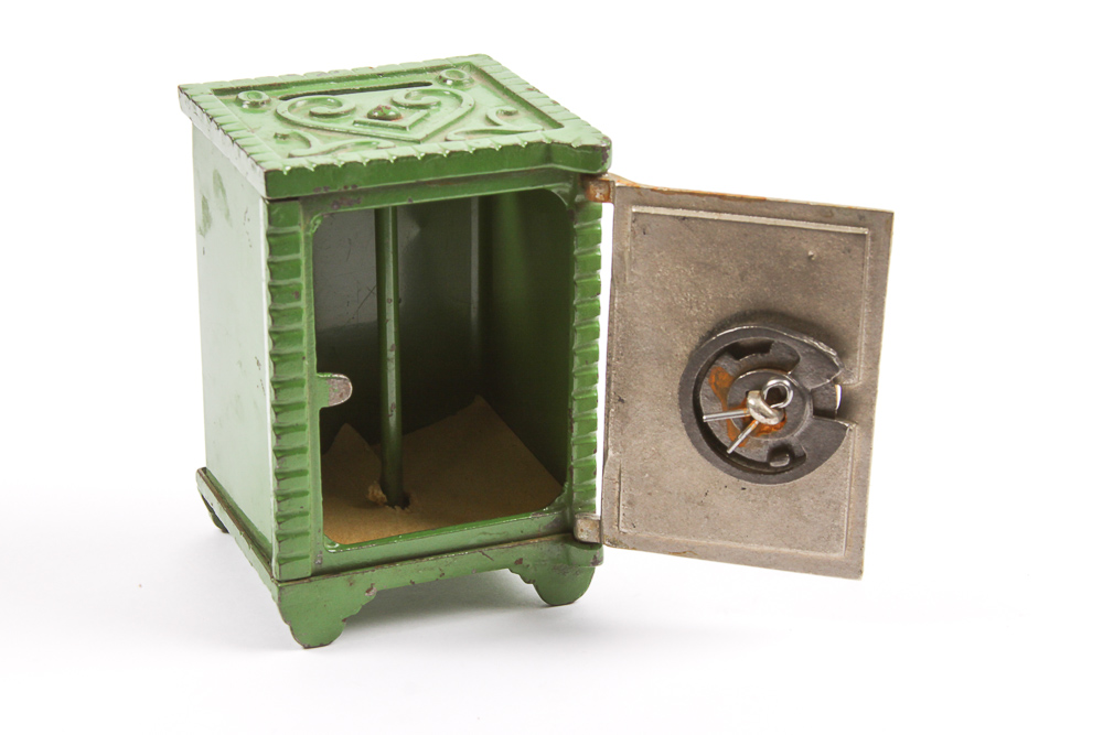 Vintage Cast Metal Safe Coin Bank