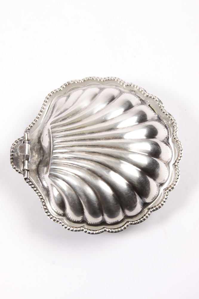F & JL English Silver Plate Clam Shell Butter Dish