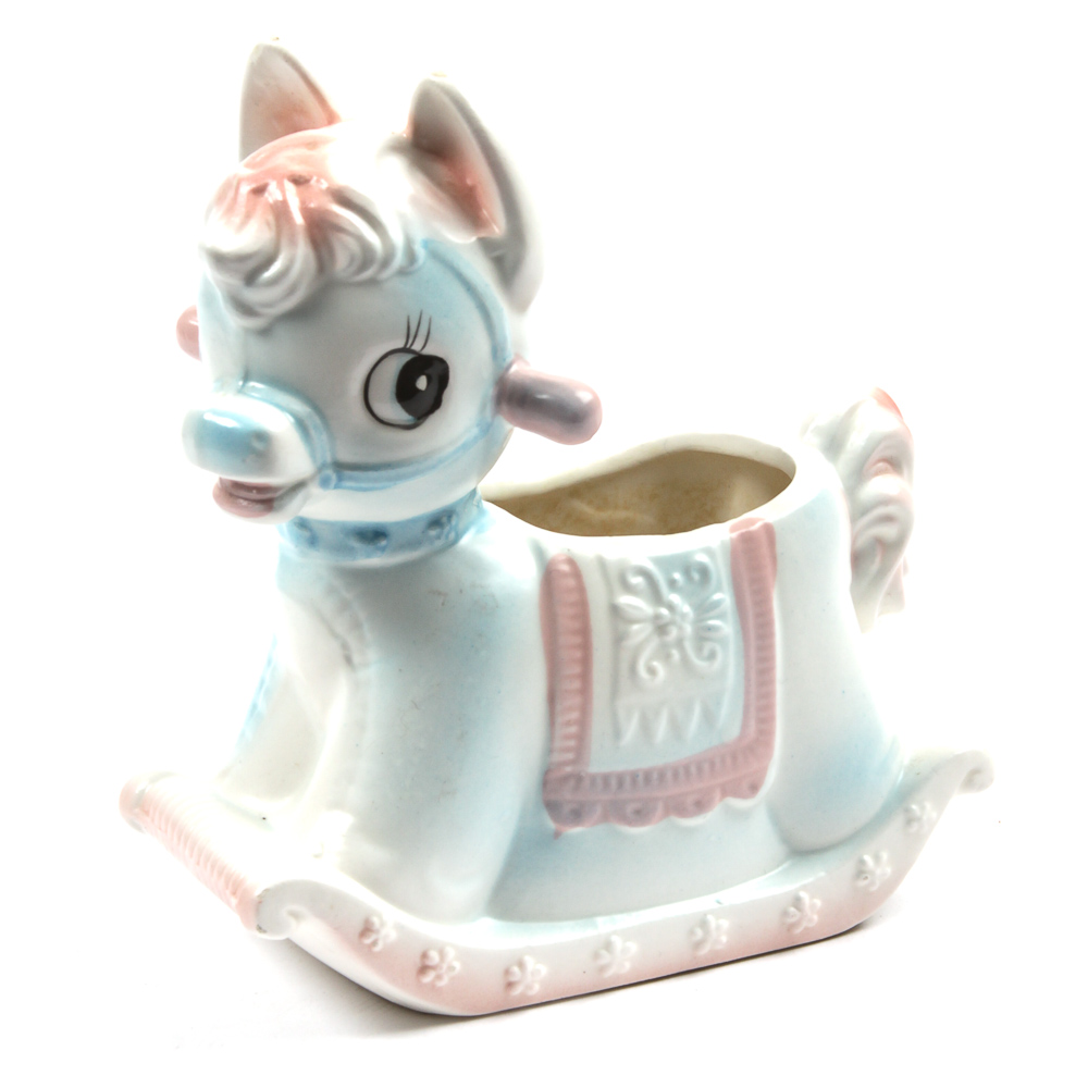 Vintage Inarco Ceramic Rocking Horse Planter