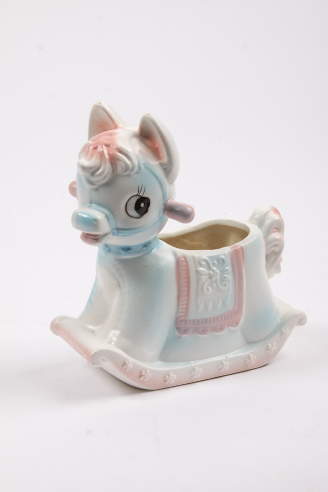 Vintage Inarco Ceramic Rocking Horse Planter