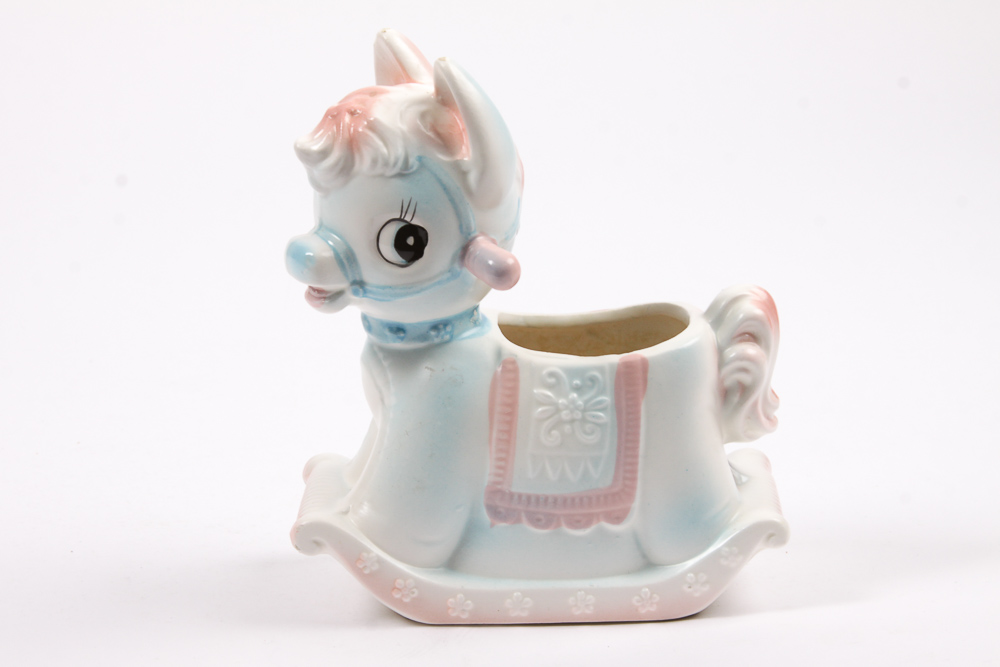 Vintage Inarco Ceramic Rocking Horse Planter