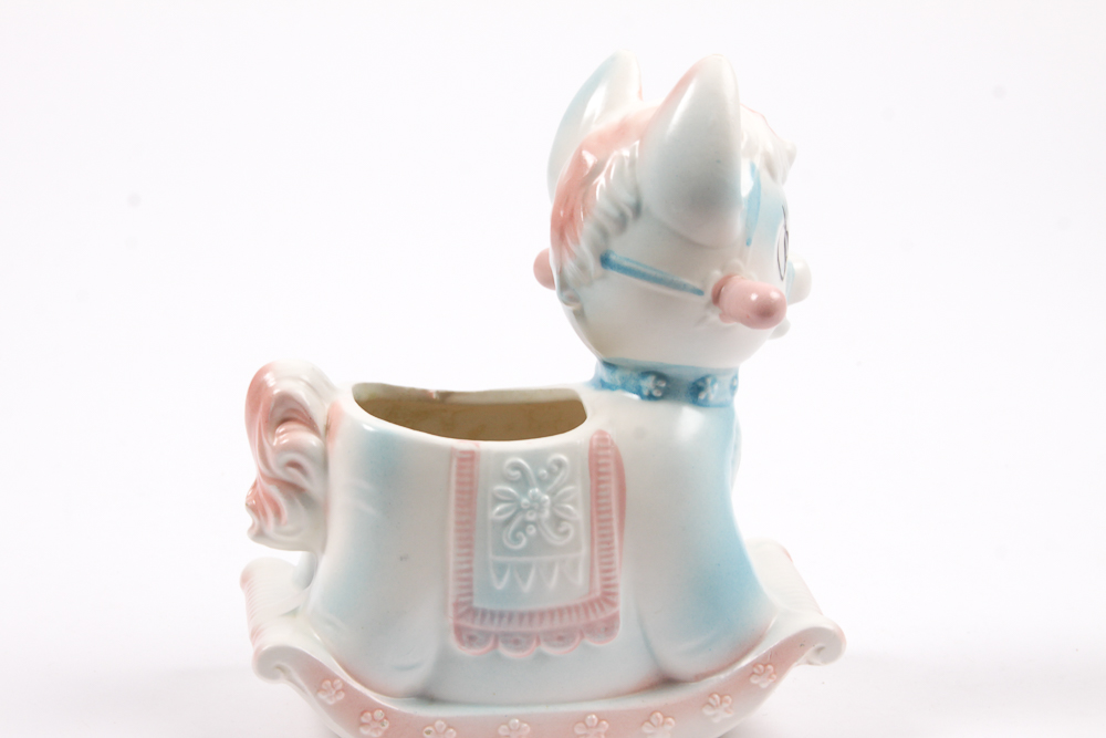 Vintage Inarco Ceramic Rocking Horse Planter