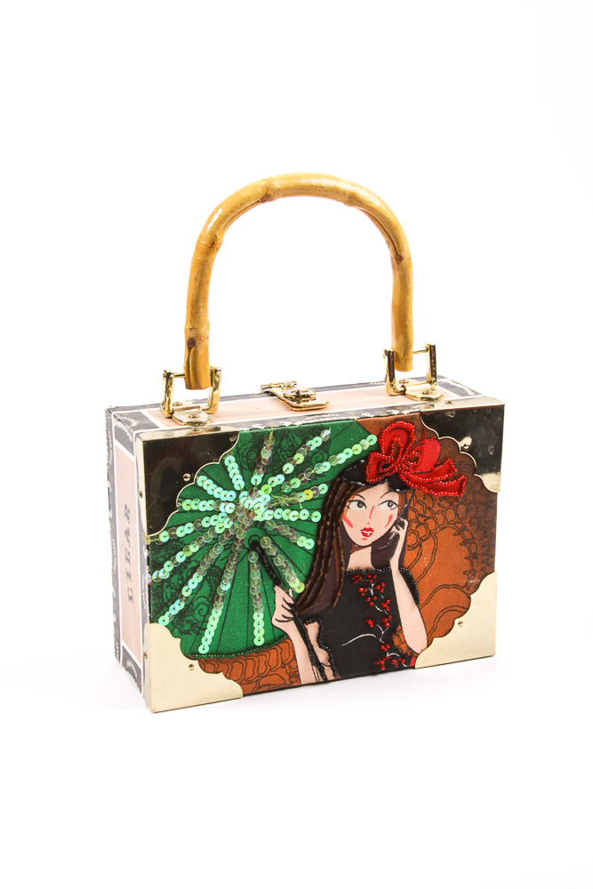 Cigar Box Purse with Bamboo Handles
