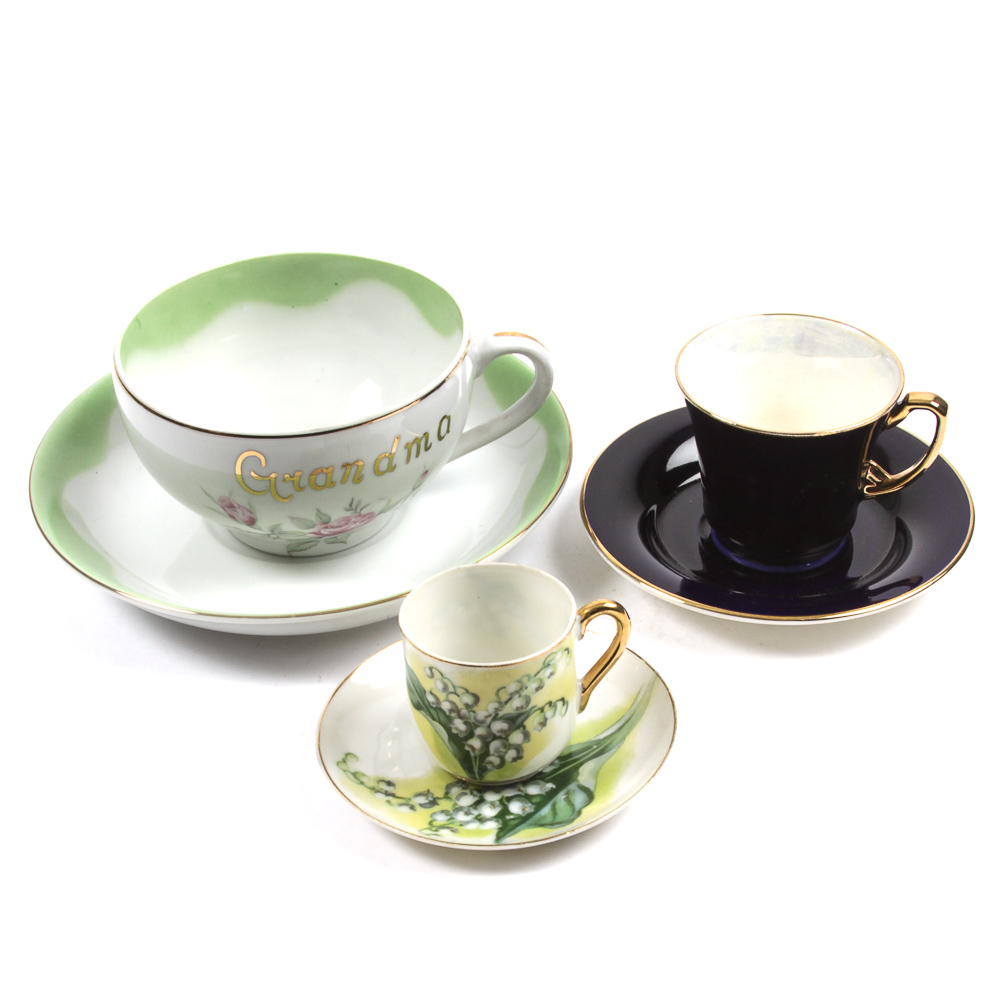 Porcelain Cups and Saucers Featuring Lefton