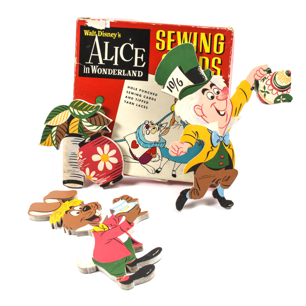 1950s "Alice in Wonderland" Sewing Cards and "Pin-Ups" Wall Décor
