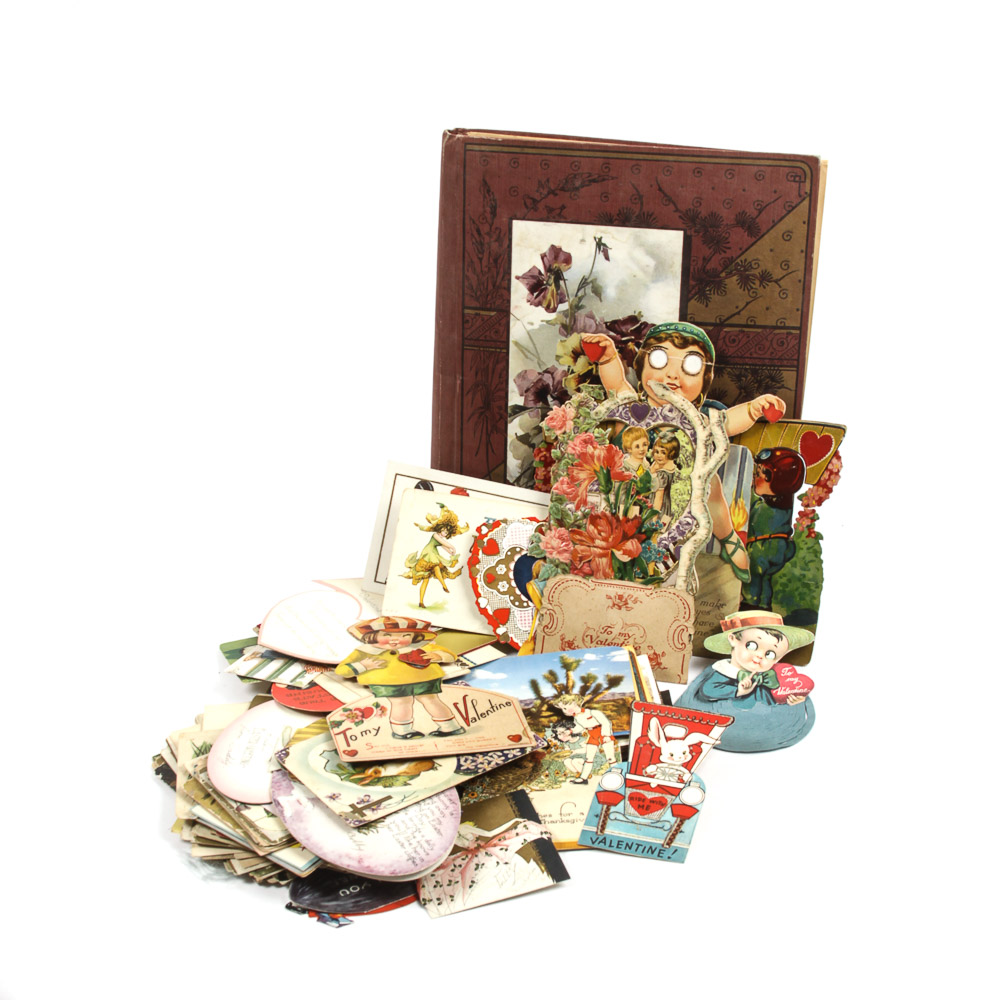 Vintage Cards And Ephemera Including A Scrapbook