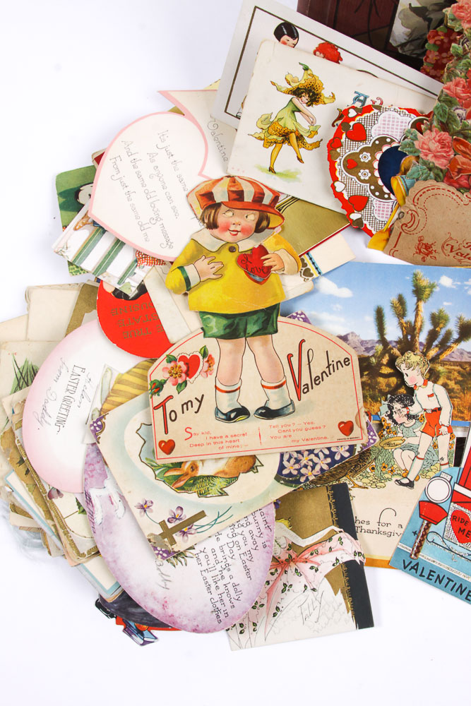Vintage Cards And Ephemera Including A Scrapbook