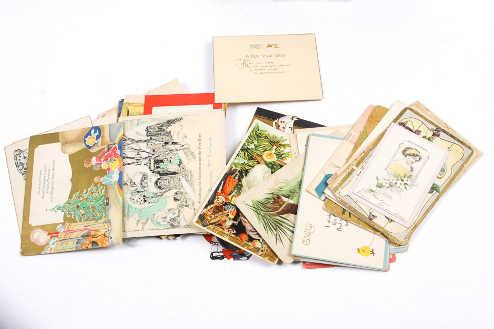 Vintage Cards And Ephemera Including A Scrapbook