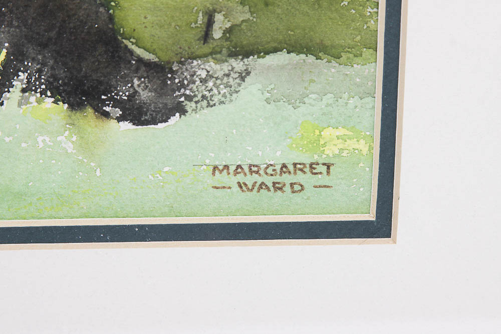 Margaret Ward Watercolor Painting of Pastoral Landscape