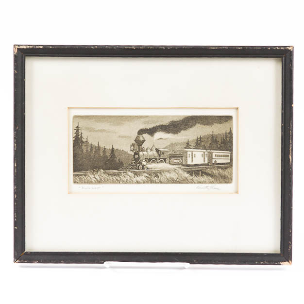 Kenneth Reeve Aquatint Etching on Paper "Rails West"