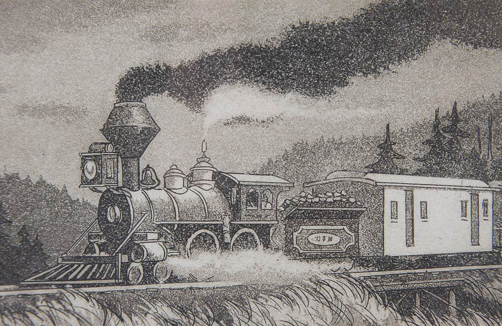 Kenneth Reeve Aquatint Etching on Paper "Rails West"