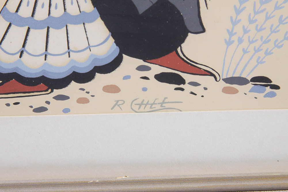 Serigraph After Robert Chee of Navajo Girl and Lamb