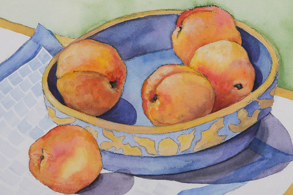 Patsy Shanahan Original Watercolor Still Life Painting "Elbertas"