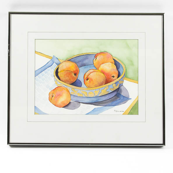 Patsy Shanahan Original Watercolor Still Life Painting "Elbertas"