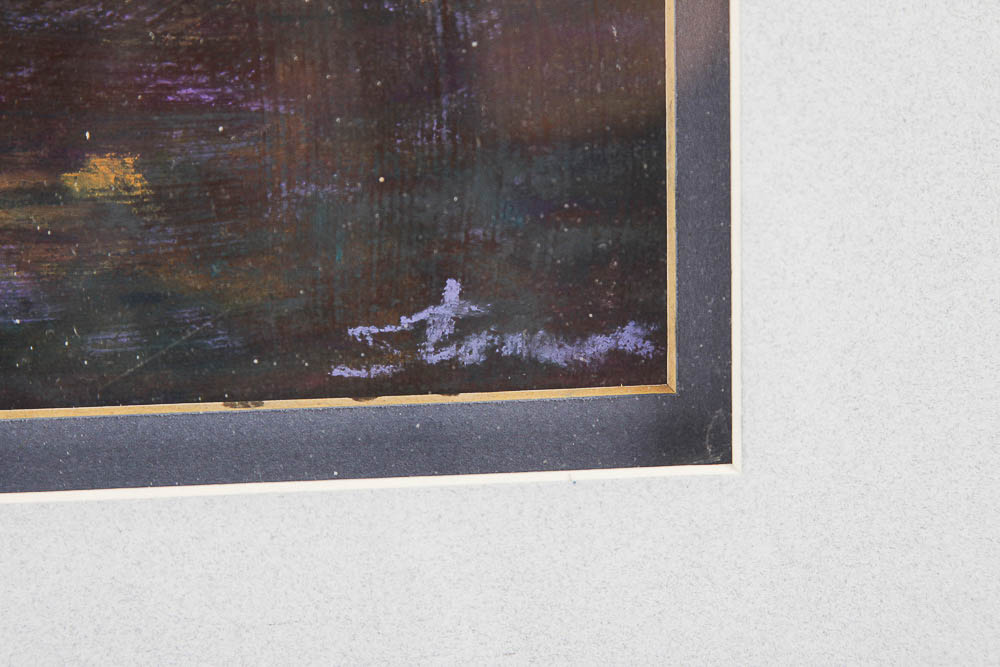 Pastel Drawing of a Lake Scene