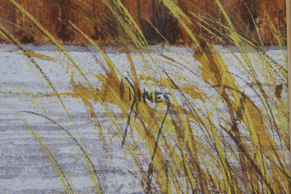 Bruce Dines Watercolor Painting on Paper of Ducks