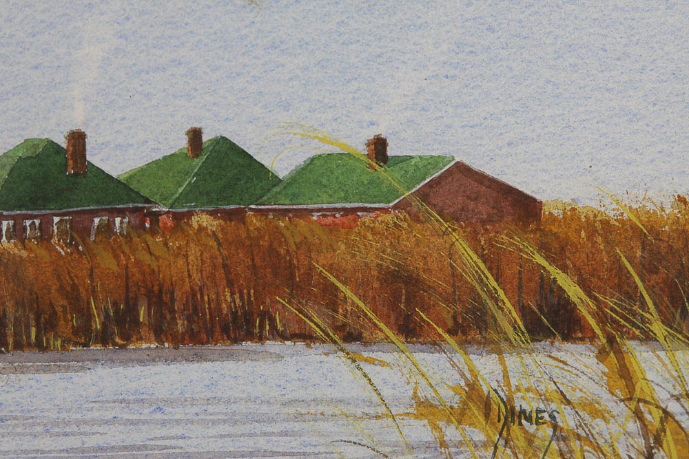 Bruce Dines Watercolor Painting on Paper of Ducks