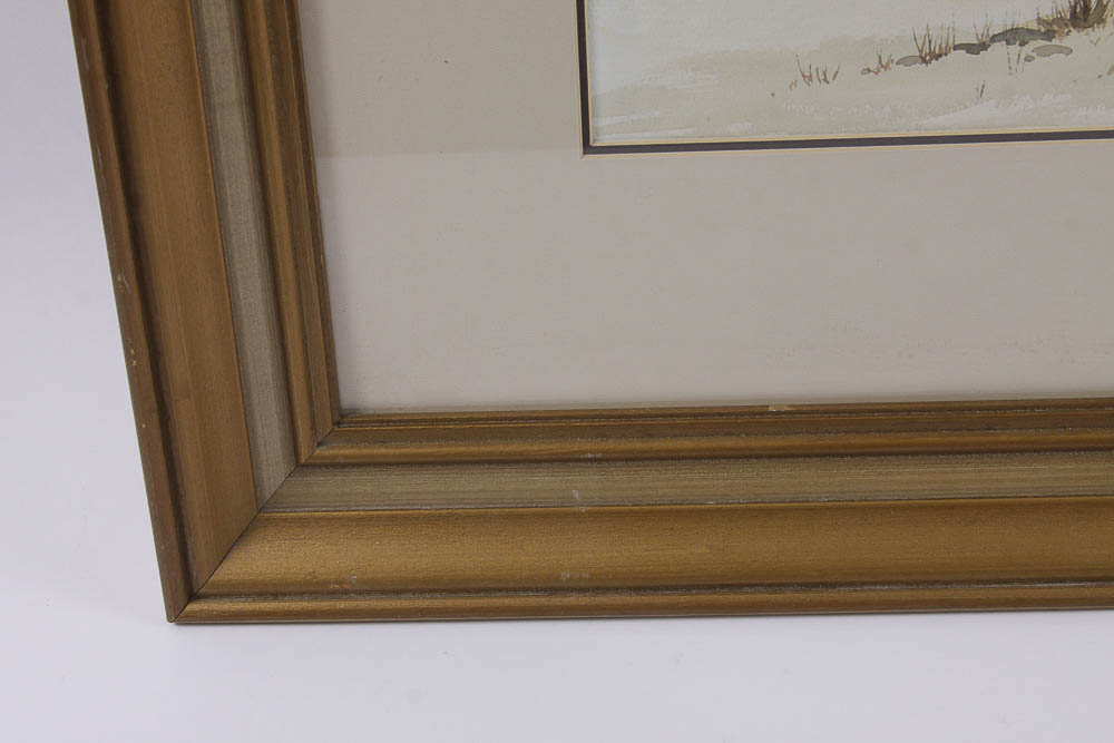 Tom Berger Watercolor Painting of a Log Cabin