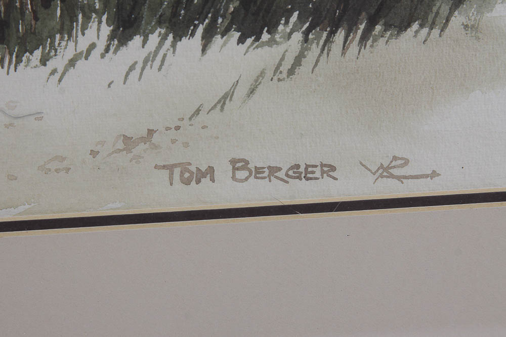 Tom Berger Watercolor Painting of a Log Cabin