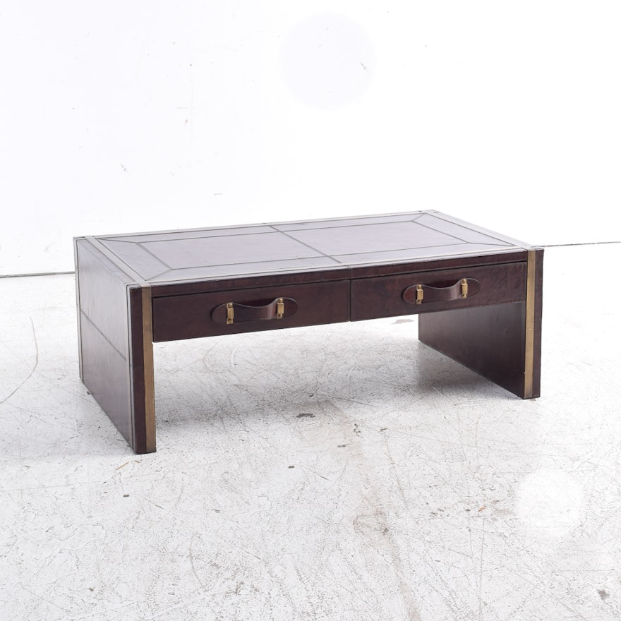 Leather Covered Coffee Table