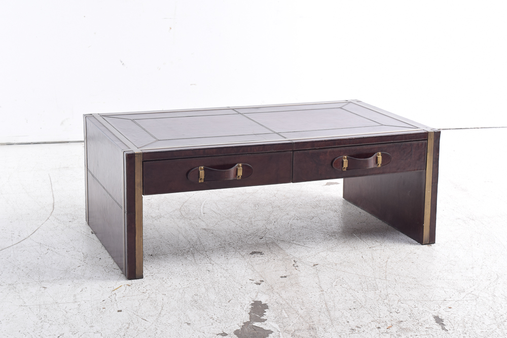 Leather Covered Coffee Table