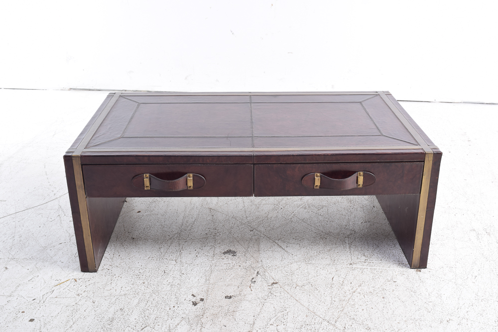 Leather Covered Coffee Table