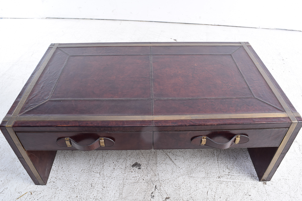 Leather Covered Coffee Table