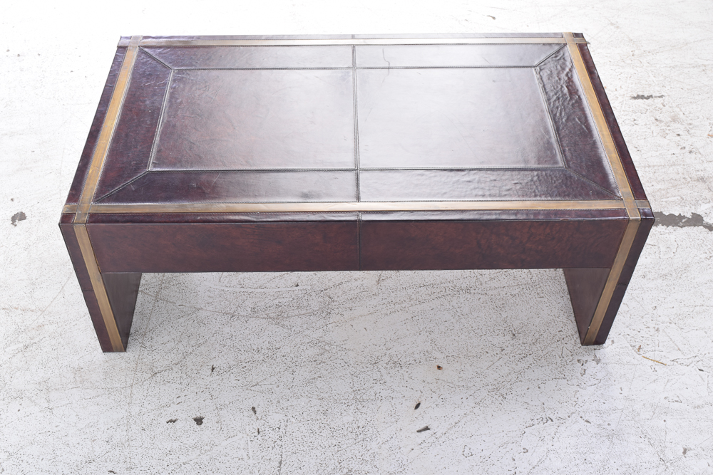 Leather Covered Coffee Table