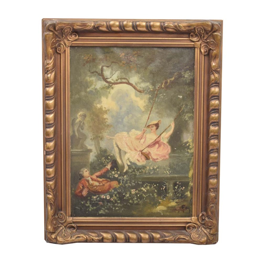 After Jean-Honoré Fragonard Oil on Canvas “The Swing”