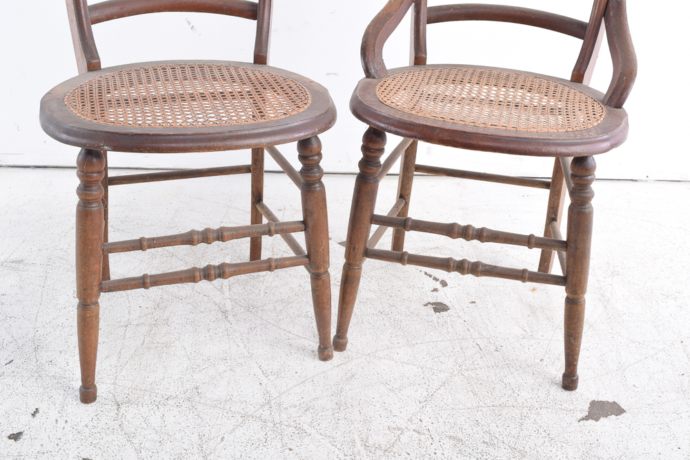 Vintage Cane Seat Side Chairs