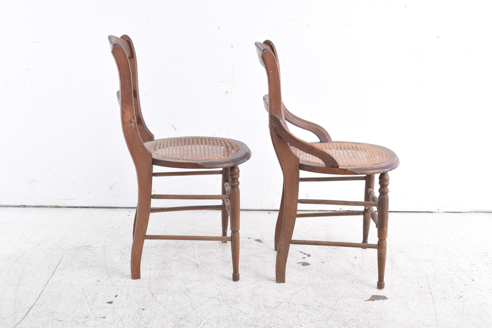 Vintage Cane Seat Side Chairs