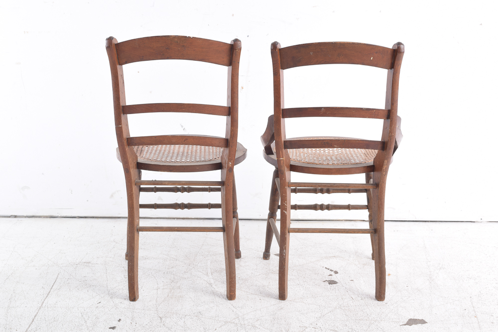 Vintage Cane Seat Side Chairs