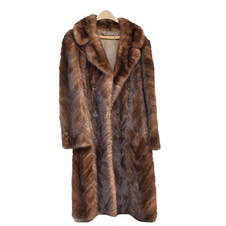 Vintage Herringbone Mink Full Length Coat